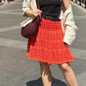 Elegant handmade Red Crochet Skirt made by my grandma